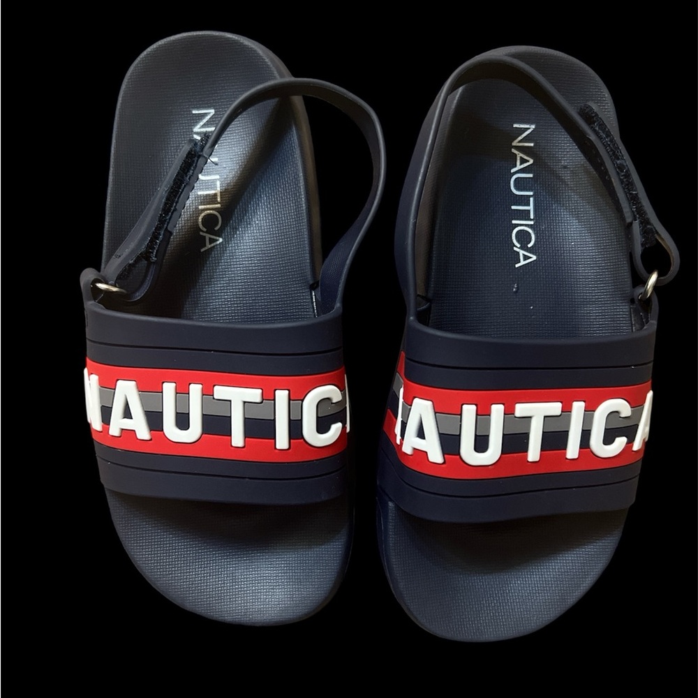 Nautica Navy and Red Slide Sandals